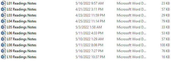 Picture of my word document note files