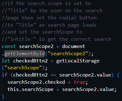 Picture of JavaScript to narrow search with a menu