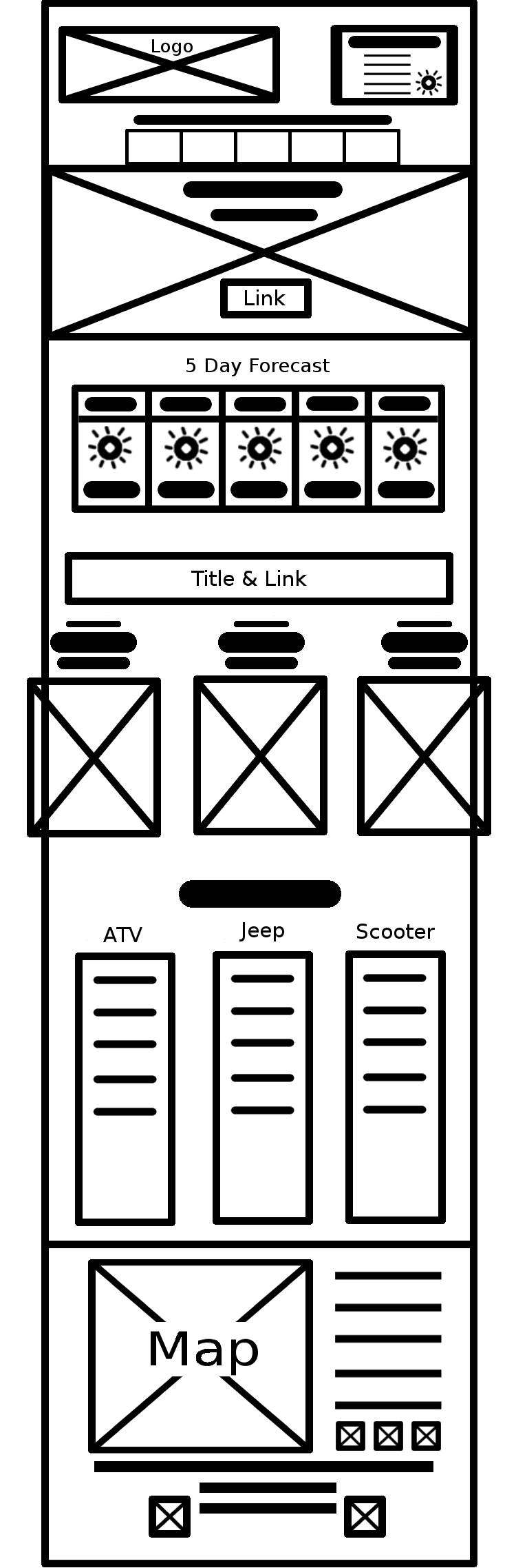 image of the desktop Home page wireframe